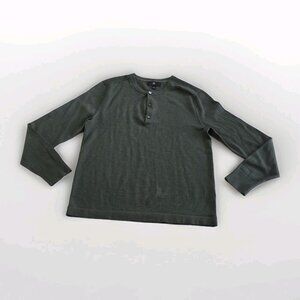 BR Banana Republic Henley Mens M Khaki Merino Wool LS Casual Timeless Classic